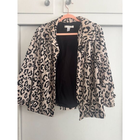 CHICOS SOFT VELVET LEOPARD PRINT BLAZER SZ 2 - Picture 1 of 4